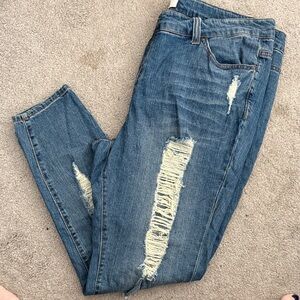 Forever 21 Blue Distressed Skinny Jeans